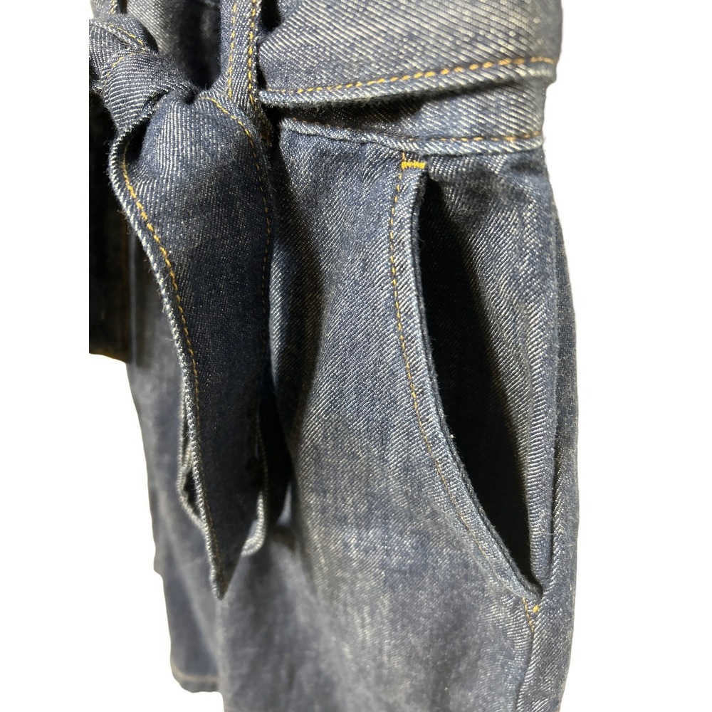 J. Crew‎ Denim Tie Waist Mini Dress Dark Blue Women's Size 0 EUC - Picture 4 of 7